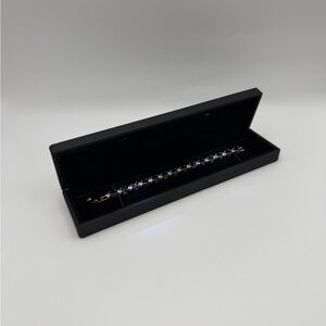 Gold Princess Cut Sapphire Tennis Bracelet